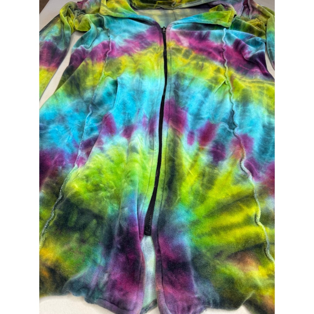 Tie Dye Zip Hoodie Jacket Hippie Festival Grunge Fairycore Y2K Layering Hoodie-S - Picture 3 of 9